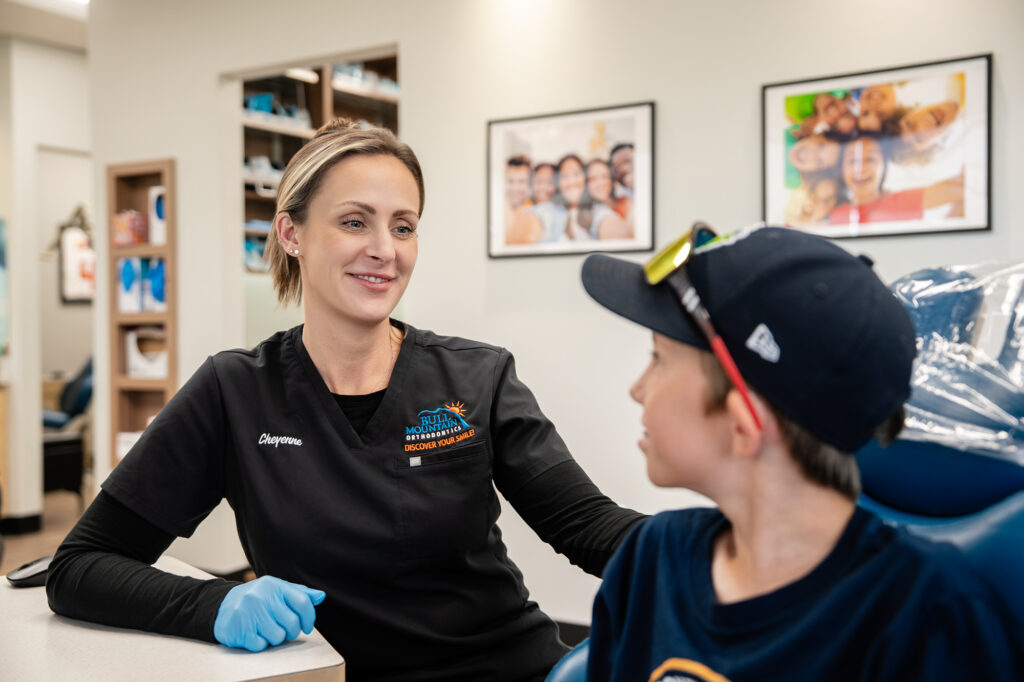 Young patient during an airway orthodontics screening exam in Tigard, Oregon